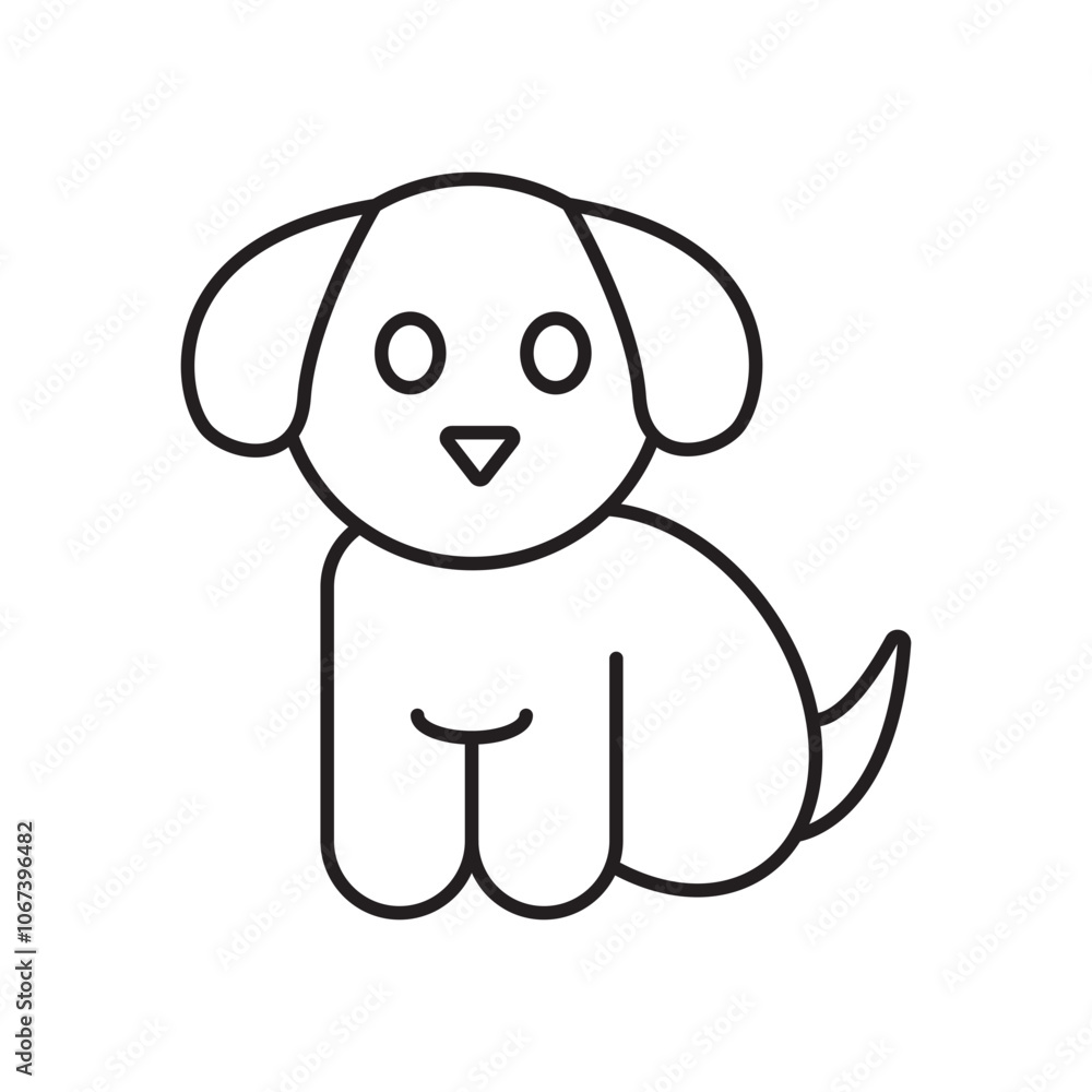 Little puppy icon simple black line style. Little puppy icon simple black line style.
