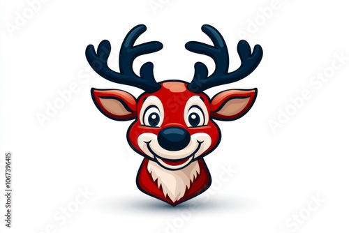 A reindeer icon with simple lines and rounded antlers, centered on a plain white background