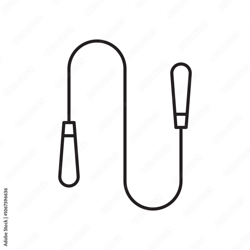 Jump rope icon simple black line style. Jump rope icon simple black line style.