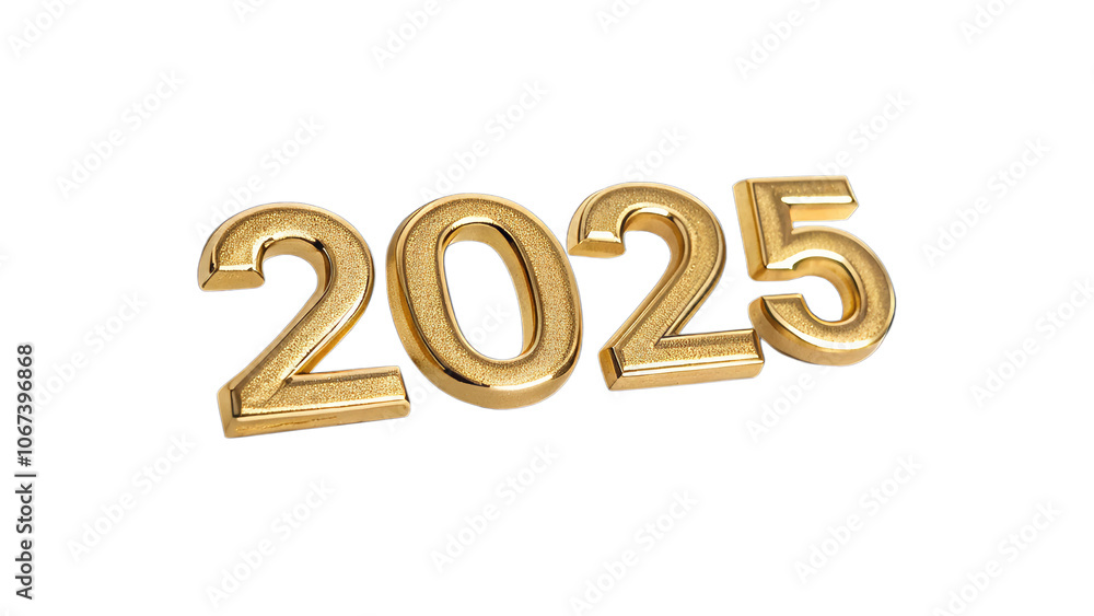 Simple Gold 3D 2025 Text with Glossy Finish, Suitable for Elegant New Year Decorations, Holiday Cards, and Festive Digital Designs Simple Gold 3D 2025 Text with Glossy Finish, Suitable for Elegant New Year Decorations, Holiday Cards, and Festive Digital Designs