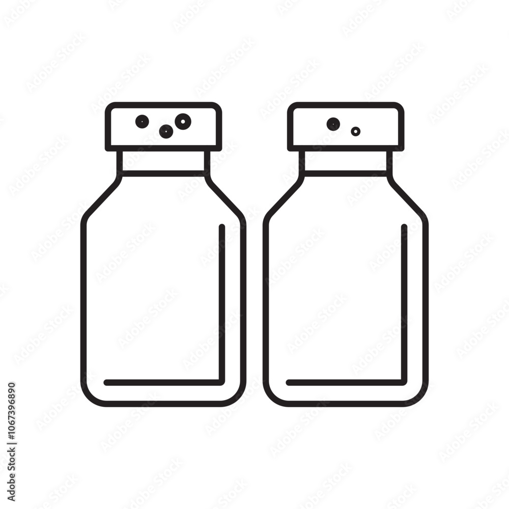 Salt and pepper shakers icon simple black line style. Salt and pepper shakers icon simple black line style.
