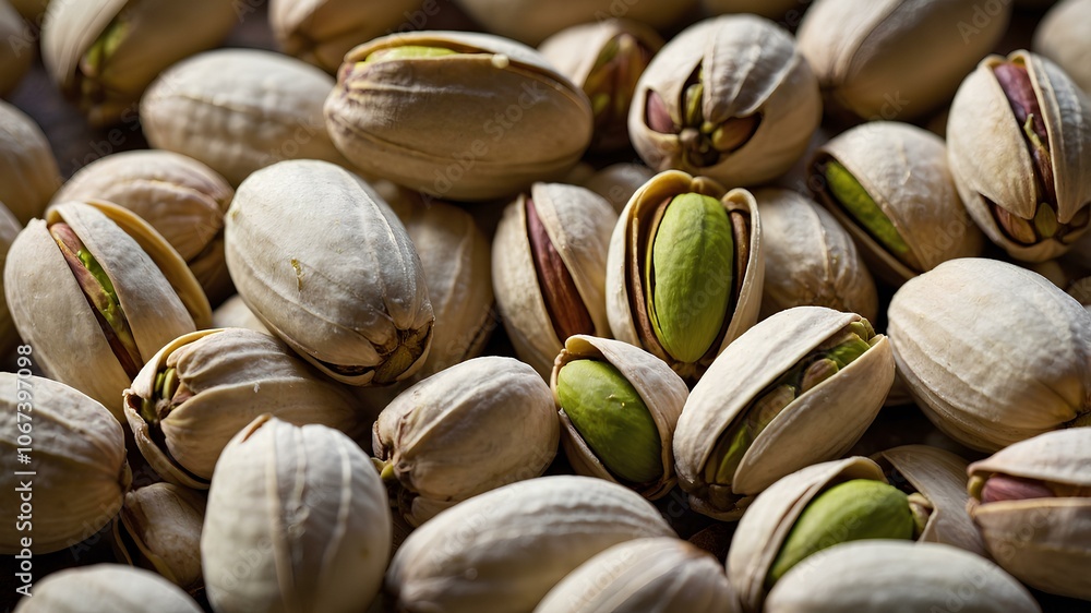 pistachio nuts close up. Generative AI pistachio nuts close up. Generative AI