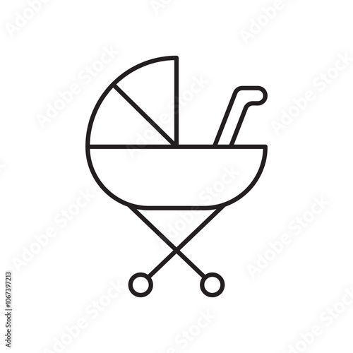 Baby carriage icon simple black line style.
