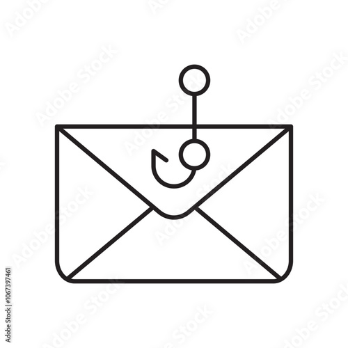 Email phishing icon simple black line style.