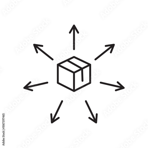 Distribution channel icon simple black line style.