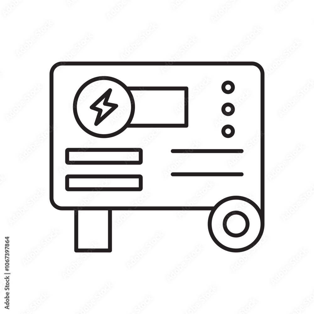 Electric generator icon simple black line style. Electric generator icon simple black line style.