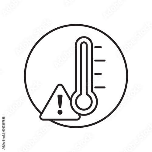Temperature warning sign icon simple black line style.