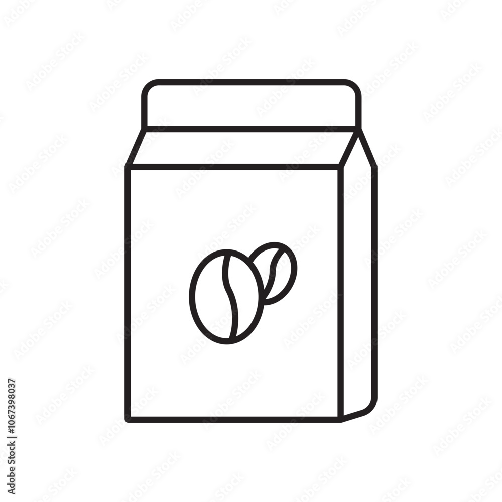 Coffee paper bag icon simple black line style. Coffee paper bag icon simple black line style.