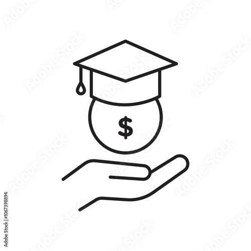 Education cost icon simple black line style.