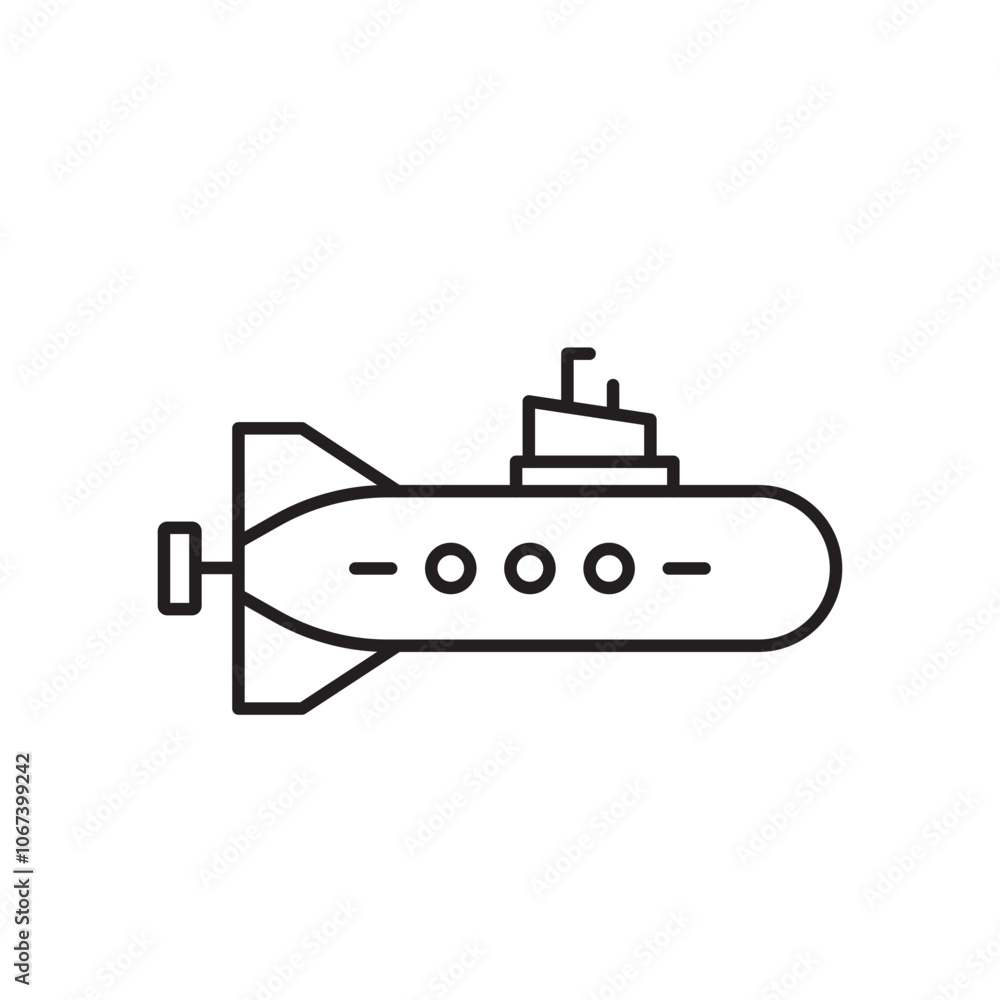 Submarine icon simple black line style. Submarine icon simple black line style.