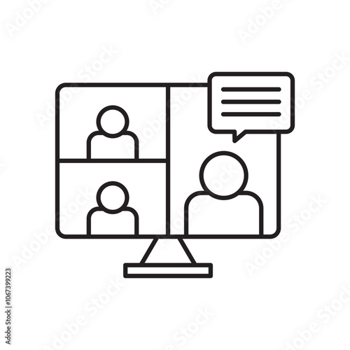 Online meeting icon simple black line style.