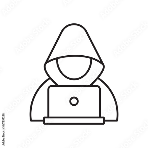 Hacker icon simple black line style.