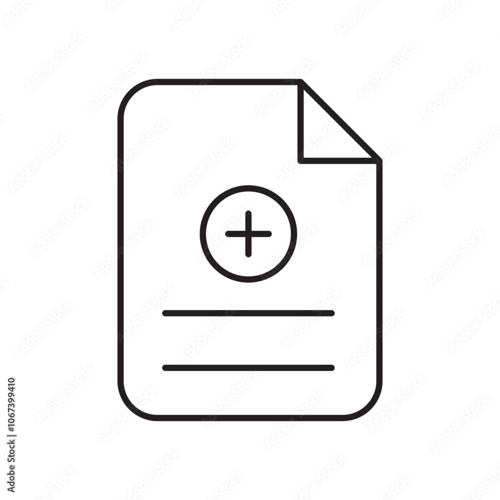Add document icon simple black line style. Add document icon simple black line style.