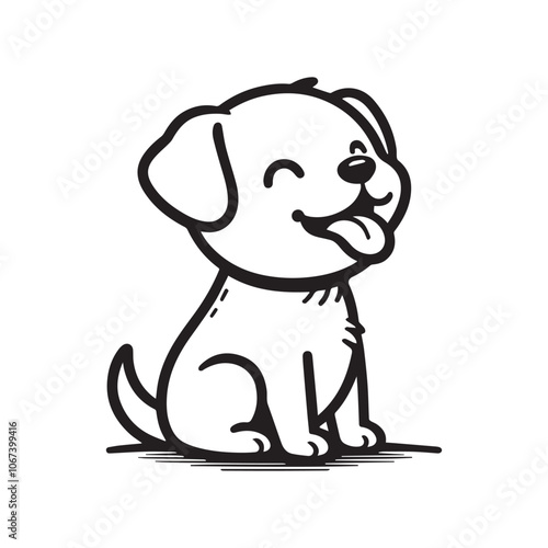 hand draw vector dog silhouette design dog, pet, outline, silhouette, border, friendship, large, black and white