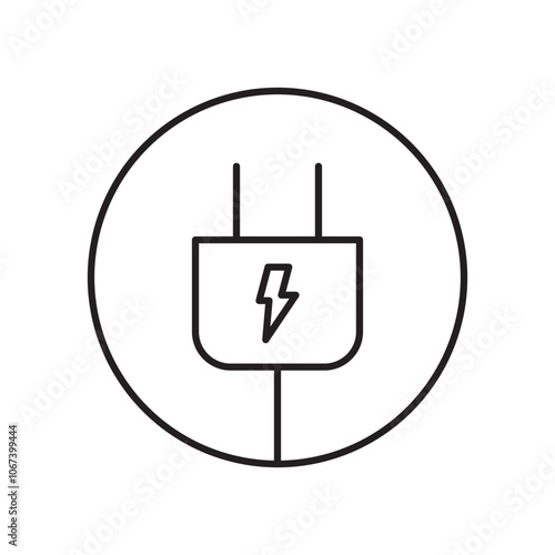 Electric plug icon simple black line style.
