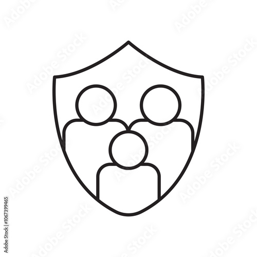 Family insurance icon simple black line style.