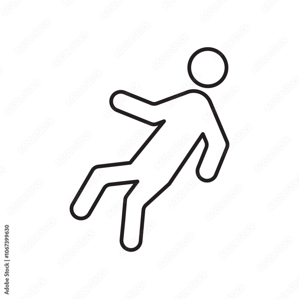 Slippery floor icon simple black line style. Slippery floor icon simple black line style.
