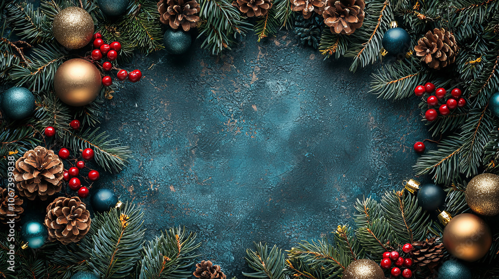 Christmas decoration in frame. AI generative Christmas decoration in frame. AI generative