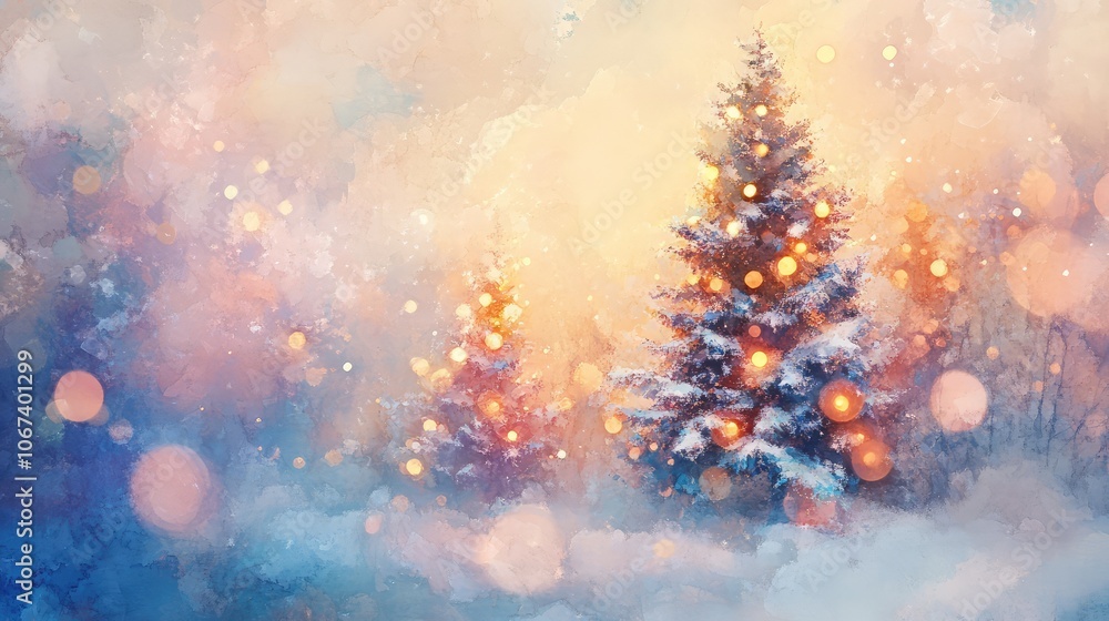 Dreamy watercolor lights in soft pastels, fading into a blurred background for a gentle, Christmas-inspired ambiance. Dreamy watercolor lights in soft pastels, fading into a blurred background for a gentle, Christmas-inspired ambiance.