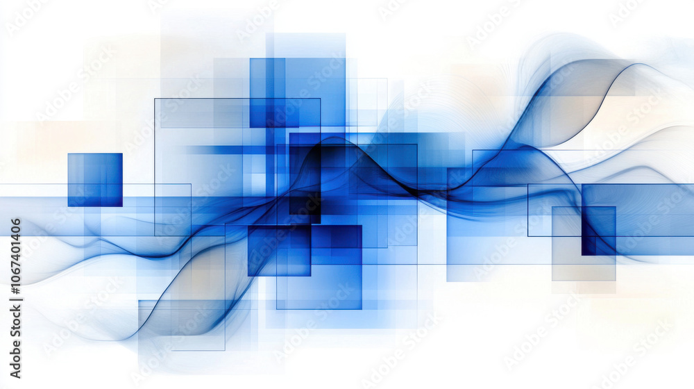 Fototapeta premium seamless digital background in shades of blue with abstract shapes and waves