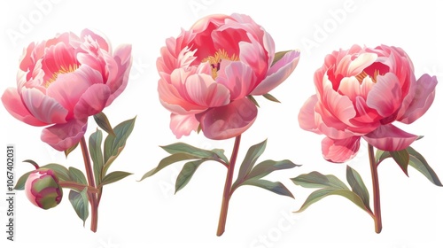 Fototapeta Naklejka Na Ścianę i Meble -  Pink Peonies: Delicate Floral Art Print