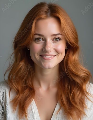 portrait of a woman with brown eyes and red hair