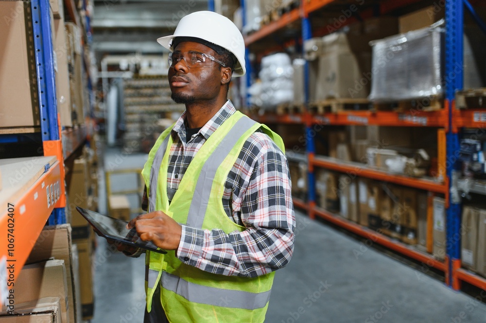 portrait of a young african american warehouse worker working in a cash and carry wholesale store portrait of a young african american warehouse worker working in a cash and carry wholesale store