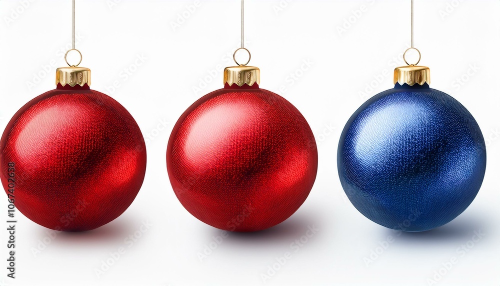 Set of realistic vector christmas ornaments, red and blue, on transparent background. Set of realistic vector christmas ornaments, red and blue, on transparent background.
