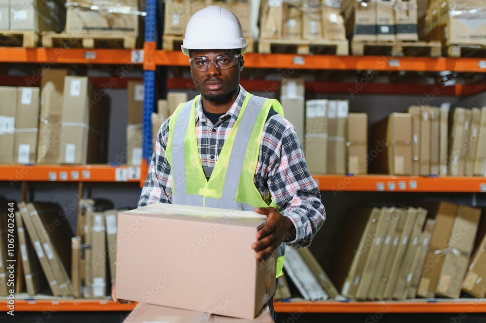 portrait of a young african american warehouse worker working in a cash and carry wholesale store portrait of a young african american warehouse worker working in a cash and carry wholesale store
