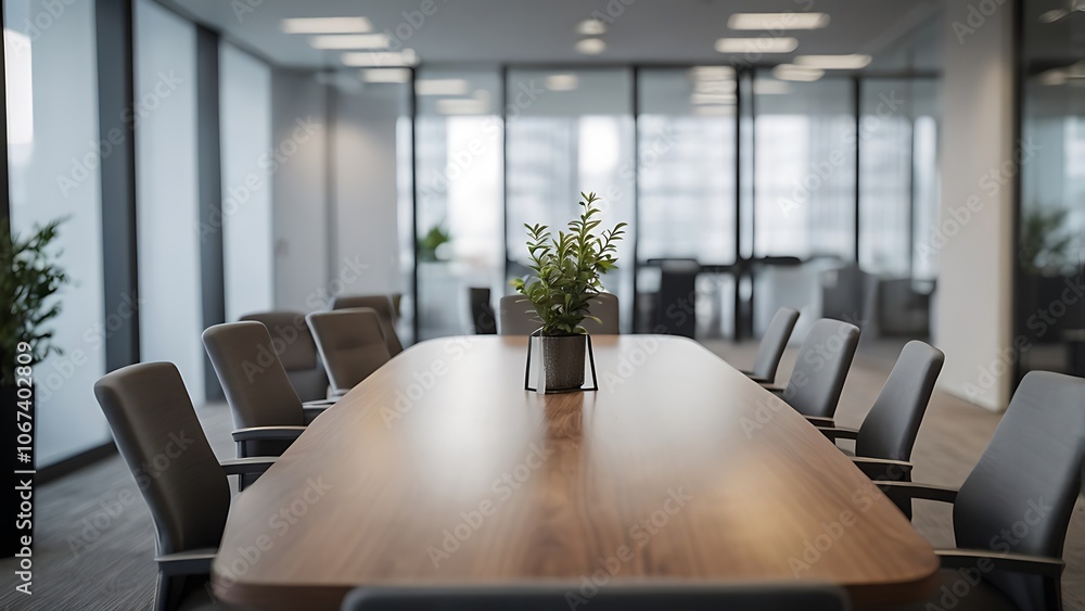 Fototapeta premium a modern office meeting room with a table and chairs