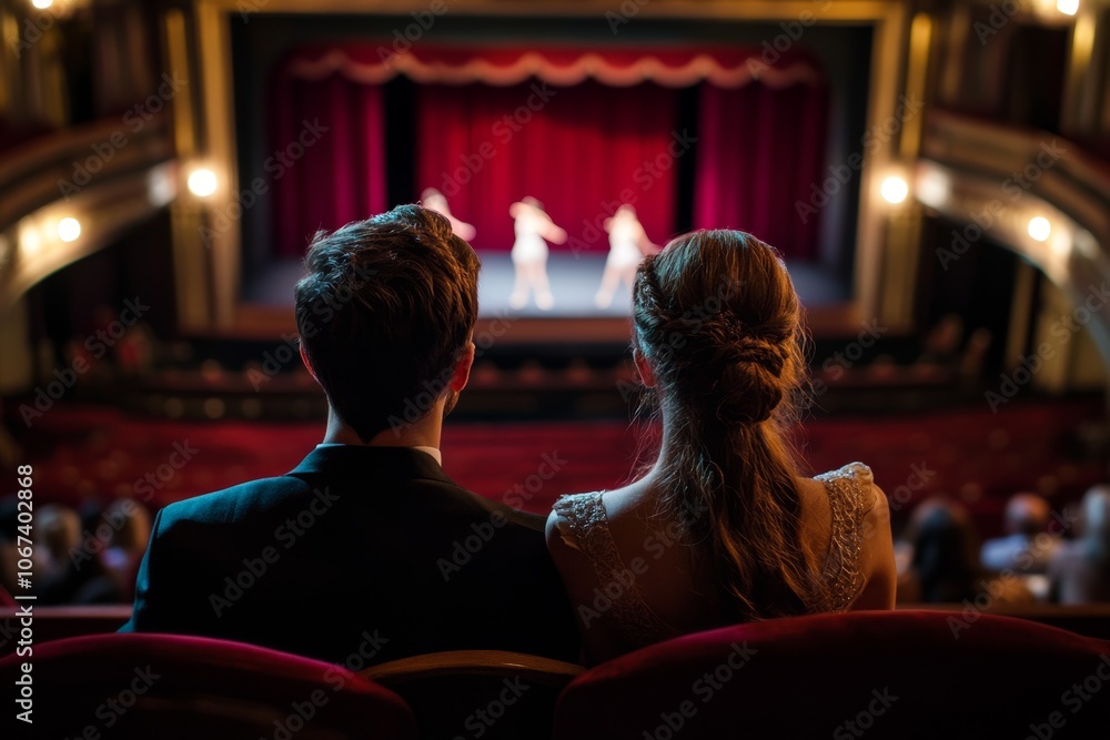 Fototapeta premium Couple watching from the box ballet in a theater