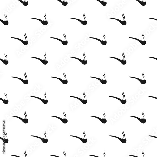 Wallpaper Mural Smoking pipe with smoke icon isolated seamless pattern on white background Torontodigital.ca