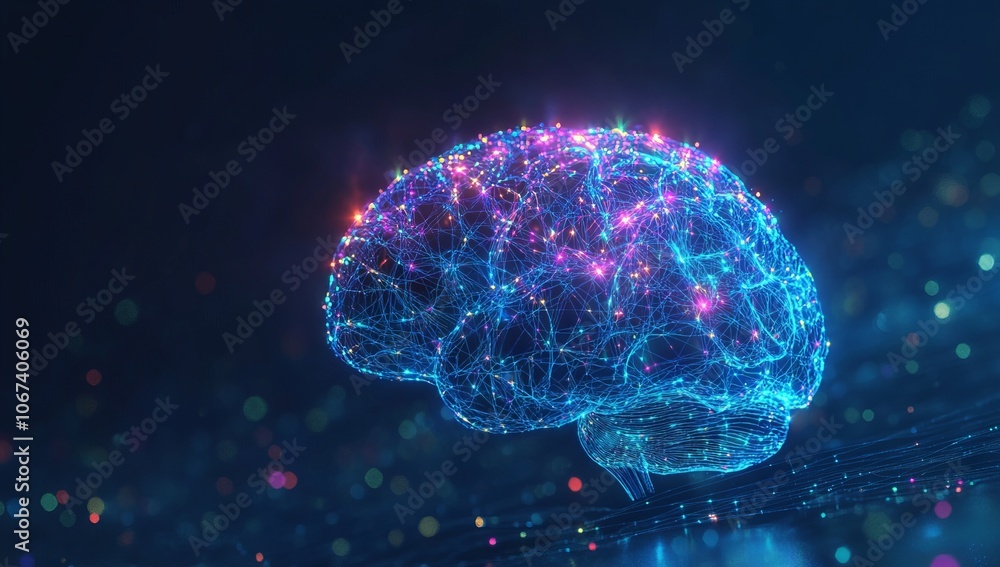 Illuminated Brain Representing Intelligence Technology. AI generated illustration Illuminated Brain Representing Intelligence Technology. AI generated illustration