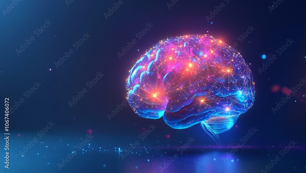 Illuminated Brain Representing Intelligence Technology. AI generated illustration Illuminated Brain Representing Intelligence Technology. AI generated illustration
