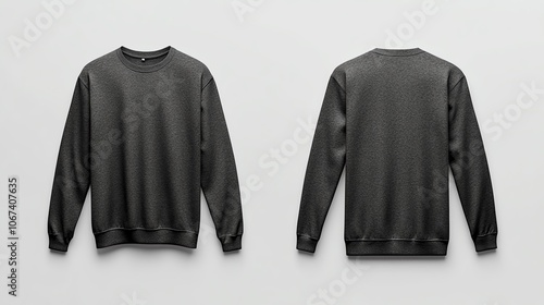 Black sweatshirt mockup, front and back view.