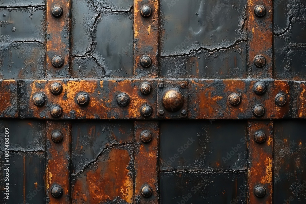 Industrial Patina: Macro Photography of Weathered Metal Surface with Vintage Rivets and Rust Textures Industrial Patina: Macro Photography of Weathered Metal Surface with Vintage Rivets and Rust Textures
