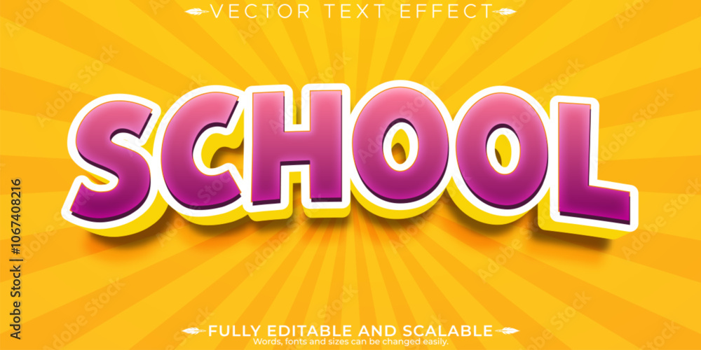 School editable text effect, editable kids and education text style School editable text effect, editable kids and education text style