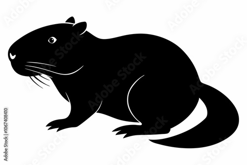 Beaver Silhouette- Crafting Their Habitat in Serene Vector Depictions of Riparian Landscapes- Beaver Vector- Beaver Illustration,Mouse or Rat Icon Vector,Otter animal silhouette vector illustration.