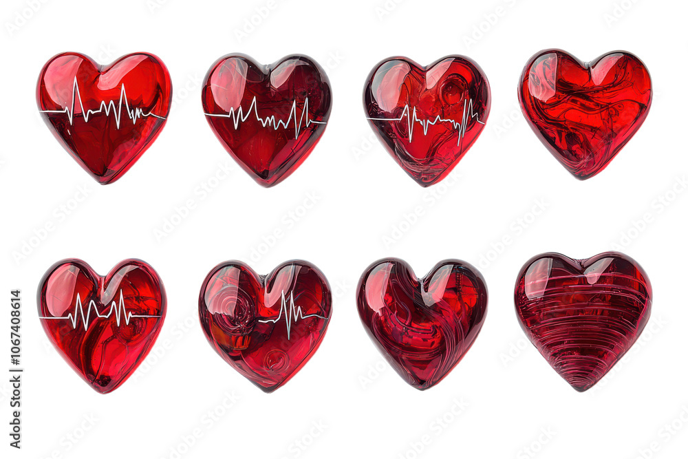 Valentine's Day 3D Red Heart Icons Vector Illustration Set for Romantic Design Valentine's Day 3D Red Heart Icons Vector Illustration Set for Romantic Design