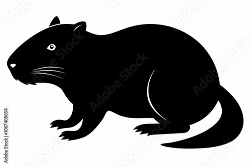 Beaver Silhouette- Crafting Their Habitat in Serene Vector Depictions of Riparian Landscapes- Beaver Vector- Beaver Illustration,Mouse or Rat Icon Vector,Otter animal silhouette vector illustration.