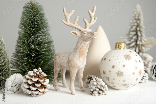 White Christmas tree adorned with silver ornaments, glowing lights, festive holiday decor.