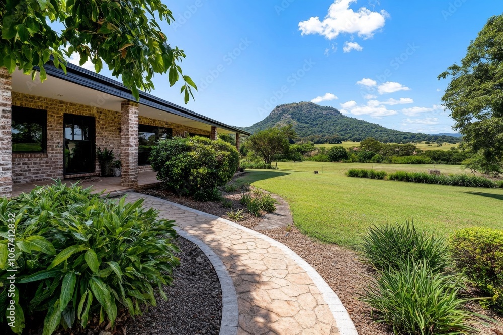 Wide open field with a cozy, affordable home and natural landscape, capturing the peace of rural living Wide open field with a cozy, affordable home and natural landscape, capturing the peace of rural living