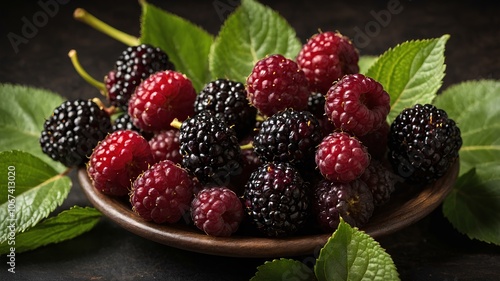 blackberries and raspberries. Generative AI