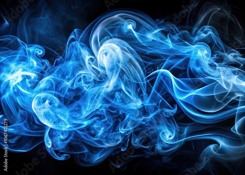 Abstract Blue Smoke Rings Panoramic Design Element photo