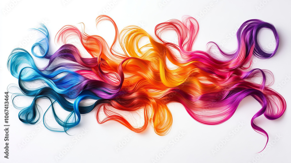 Colorful strands of hair arranged on a white background. Great for a banner or other design. Colorful strands of hair arranged on a white background. Great for a banner or other design.
