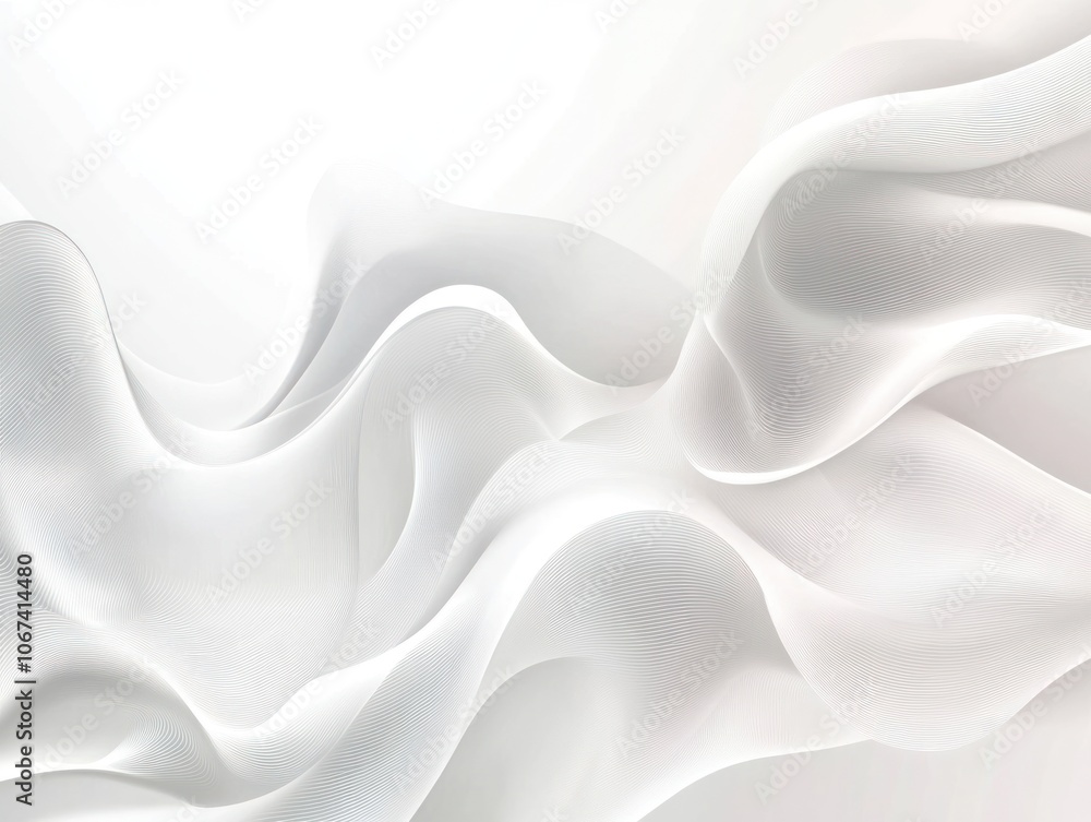 Obraz premium A soft, flowing abstract design in white, evoking a sense of calm and elegance.