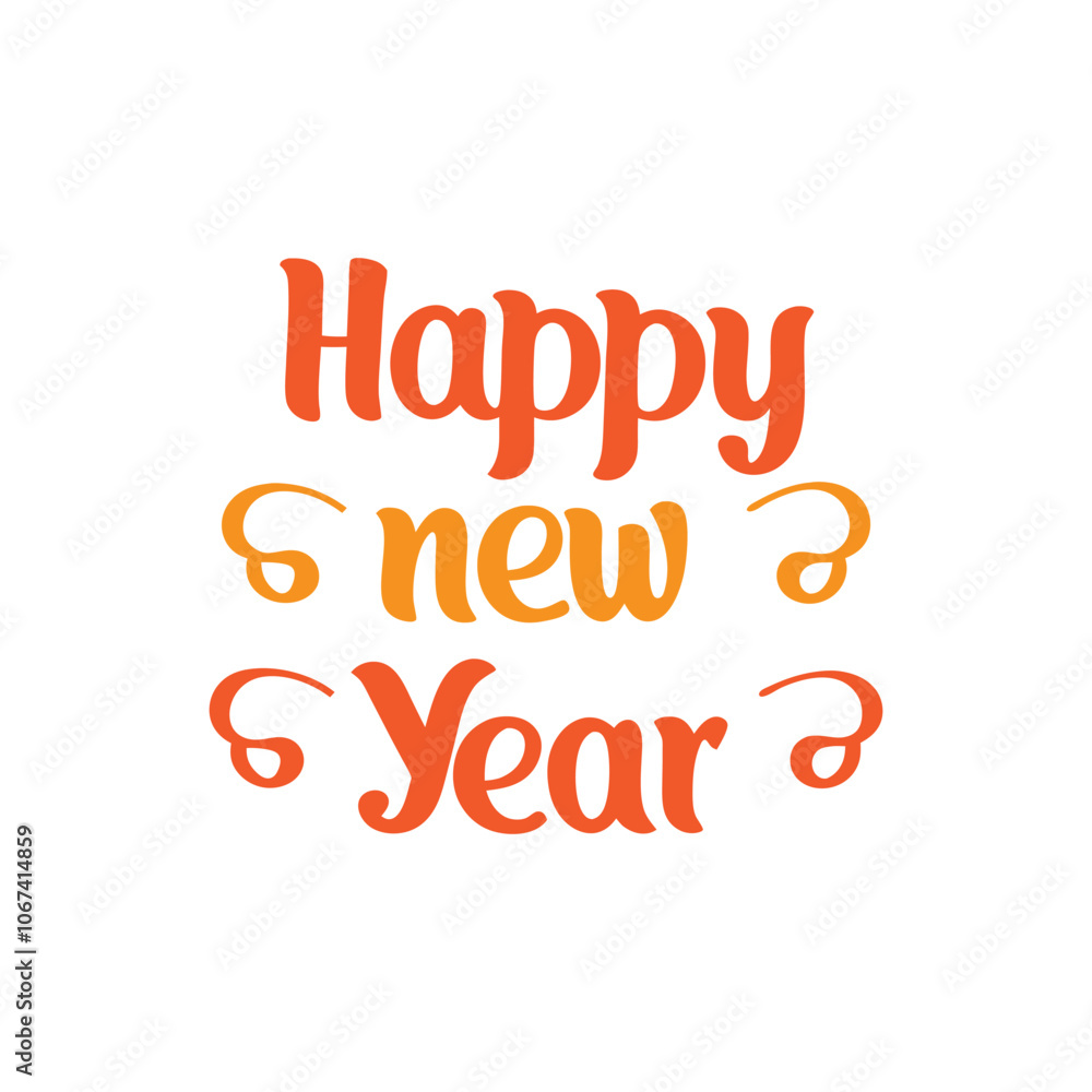Happy New Year writing calligraphic lettering typography design vector illustration. Hand drawn vector art. Happy New Year writing calligraphic lettering typography design vector illustration. Hand drawn vector art.