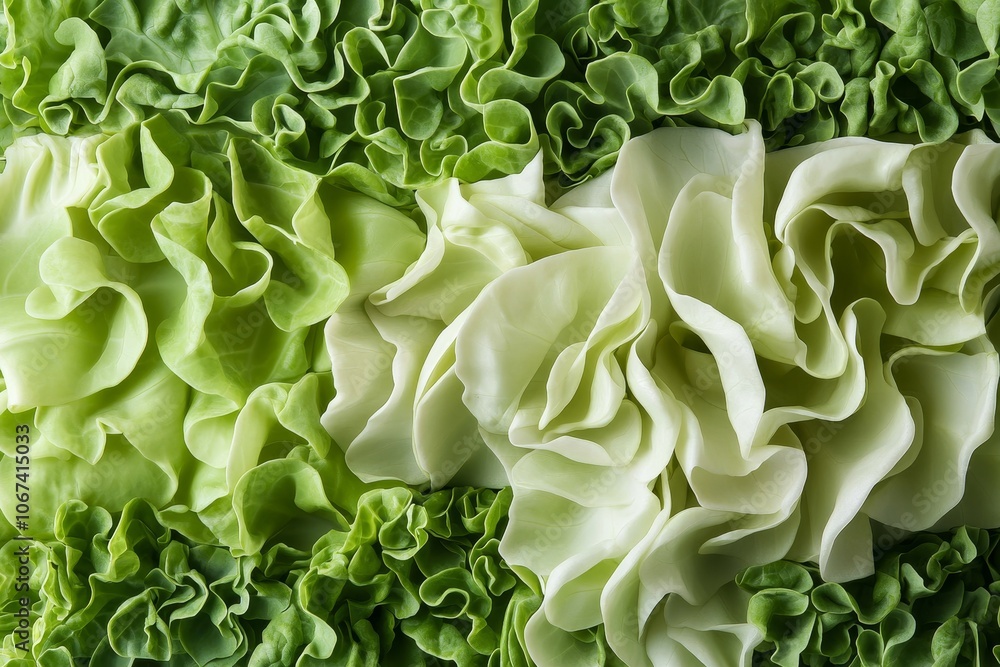 Freshly Cut Green Cabbage: A Crisp and Vibrant Display showcasing the delicate texture and vibrant green hues of freshly cut cabbage, symbolizing freshness, health, nature, and culinary delight. Freshly Cut Green Cabbage: A Crisp and Vibrant Display showcasing the delicate texture and vibrant green hues of freshly cut cabbage, symbolizing freshness, health, nature, and culinary delight.