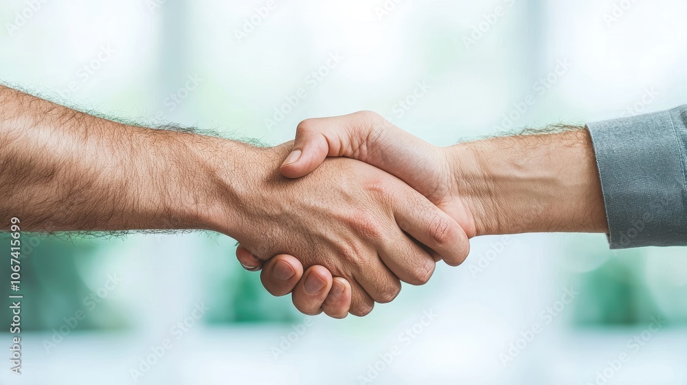 Two businesspeople shaking hands after a successful meeting, with genuine smiles and a sense of mutual respect and accomplishment. Two businesspeople shaking hands after a successful meeting, with genuine smiles and a sense of mutual respect and accomplishment.
