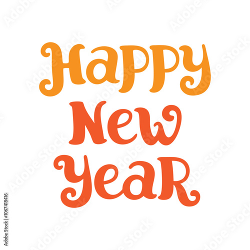 Happy New Year writing calligraphic lettering typography design vector illustration. Hand drawn vector art.